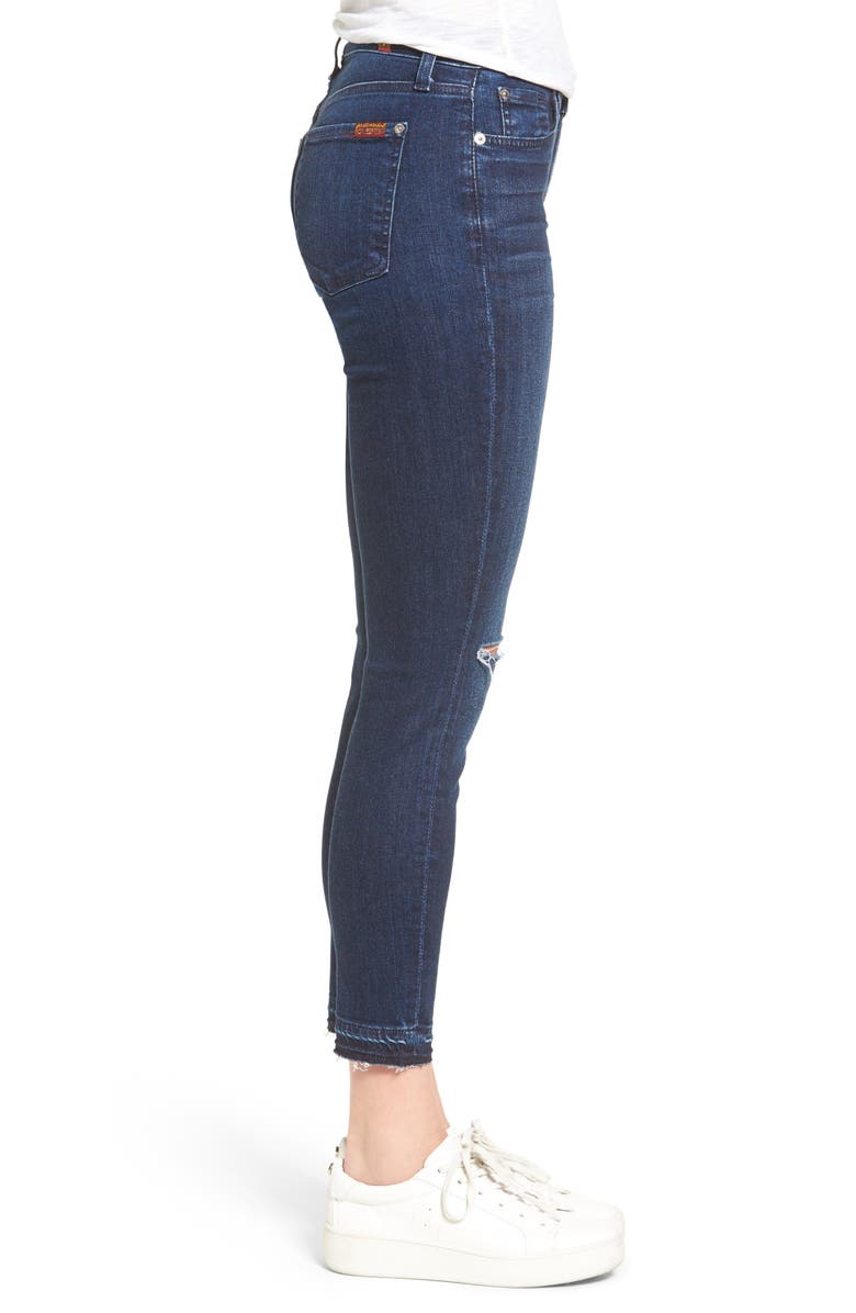 7 For All Mankind <sup>®</sup> Ripped Ankle Skinny Jeans, Alternate, color, 