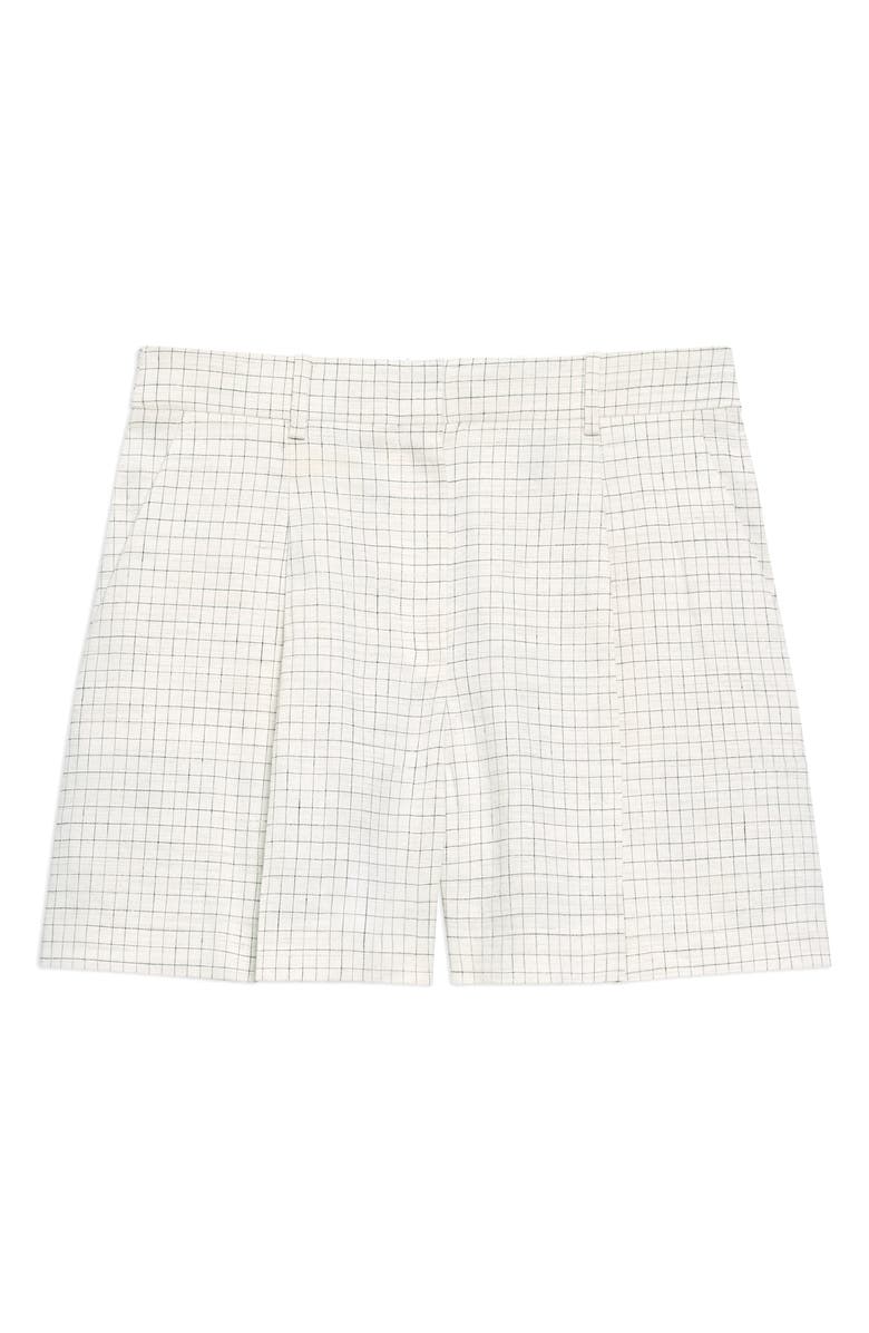Theory Fluid Check Linen Blend Shorts, Alternate, color,