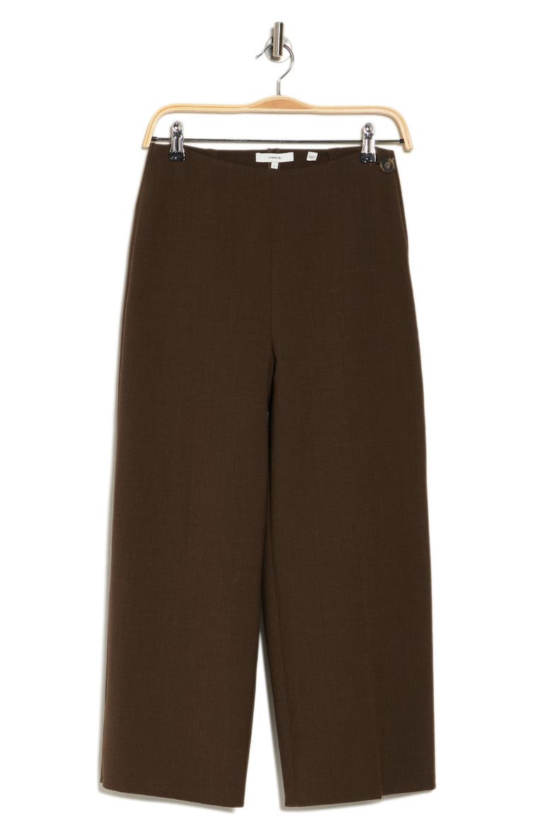Double Wool Blend Wide Leg Crop Pants, Alternate, color, DARK CLOVE