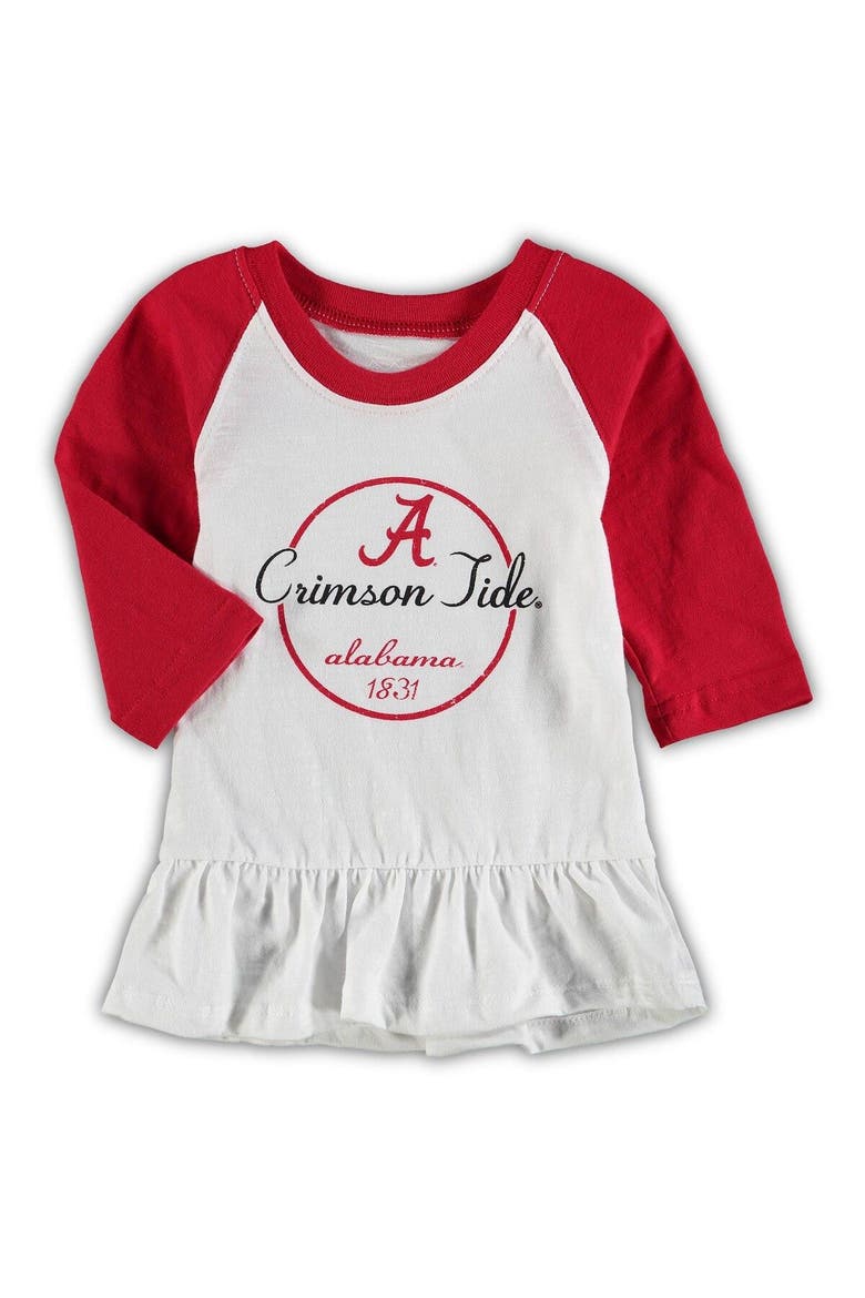 Girls Infant Wes & Willy White/Crimson Alabama Crimson Tide Stripe Raglan Long Sleeve T-Shirt & Leggings Set, Alternate, color, White
