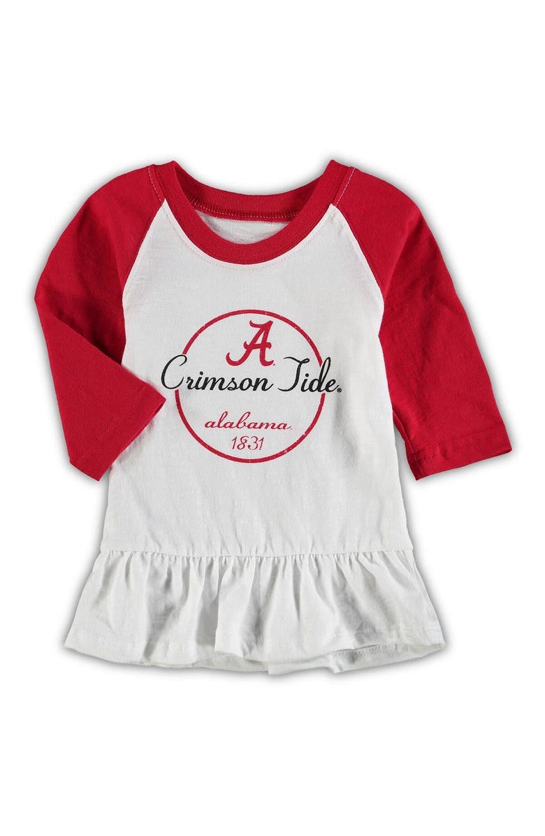 Wes & Willy Girls Infant Wes & Willy White/Crimson Alabama Crimson Tide Stripe Raglan Long Sleeve T-Shirt & Leggings Set, Alternate, color, 
