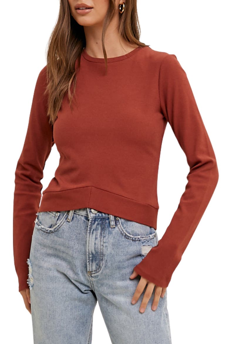 Ribbed Knit Top, Main, color, BURLWOOD