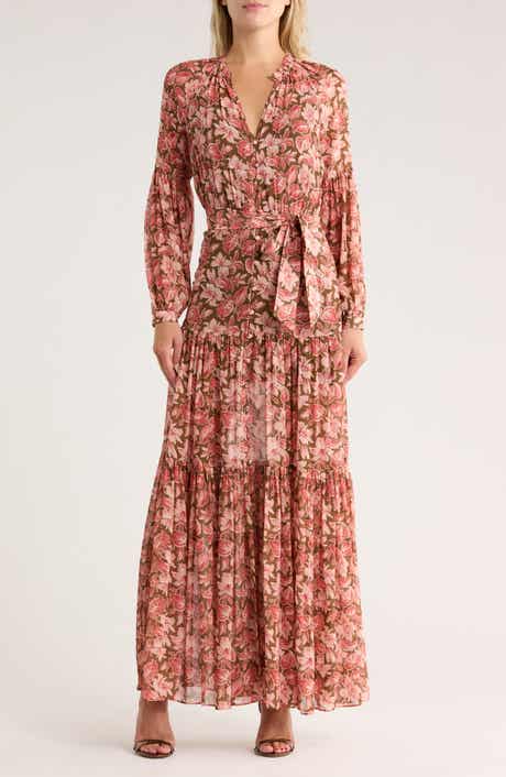 Veronica Beard Isra Long Sleeve Silk Maxi Dress