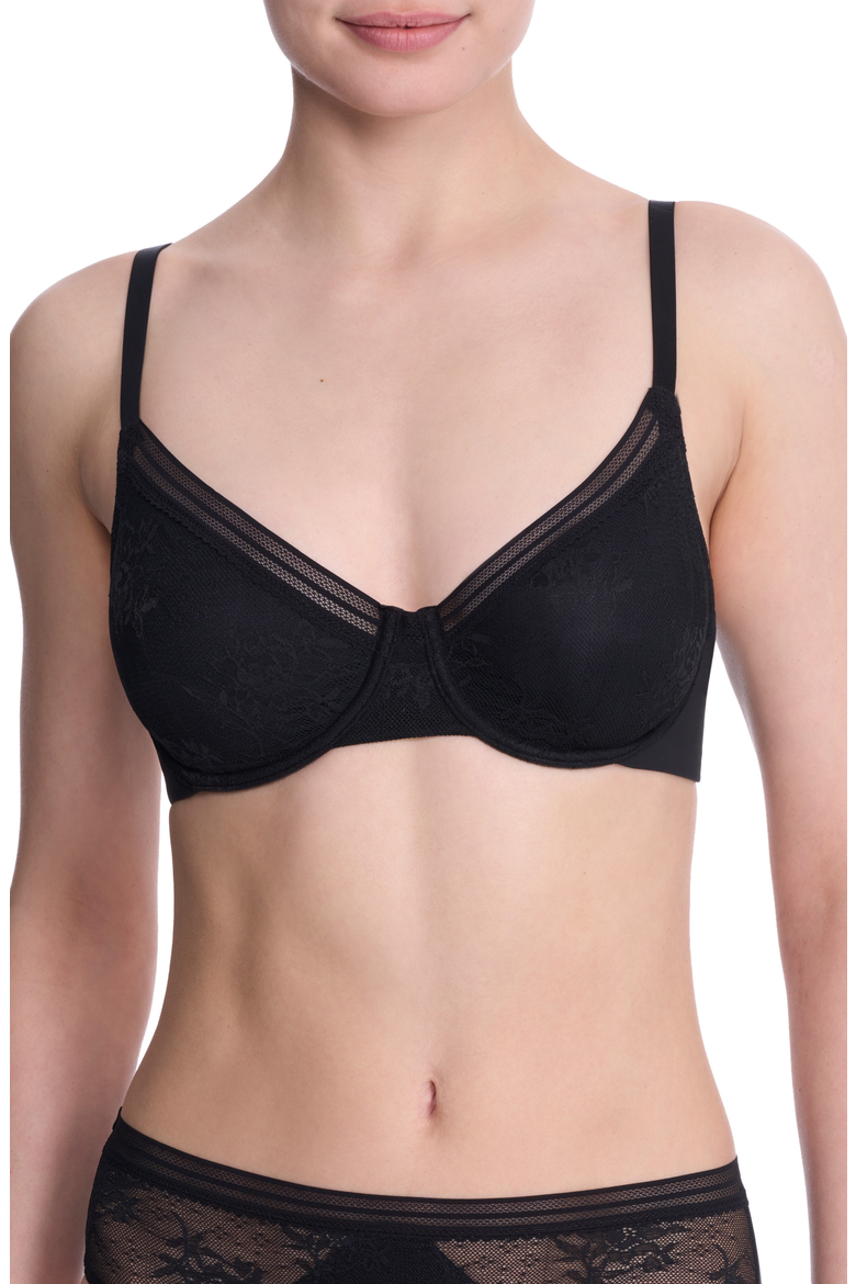 Love Lace Back Smoothing Underwire T-Shirt Bra, Main, color, Black