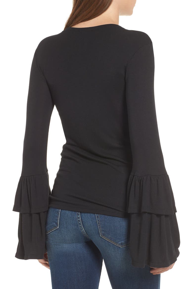 Bell Sleeve Top, Alternate, color, BLACK
