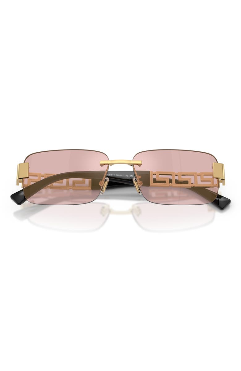 Versace 58mm Rimless Rectangular Sunglasses, Alternate, color, Gold / Pink Mirror Gold