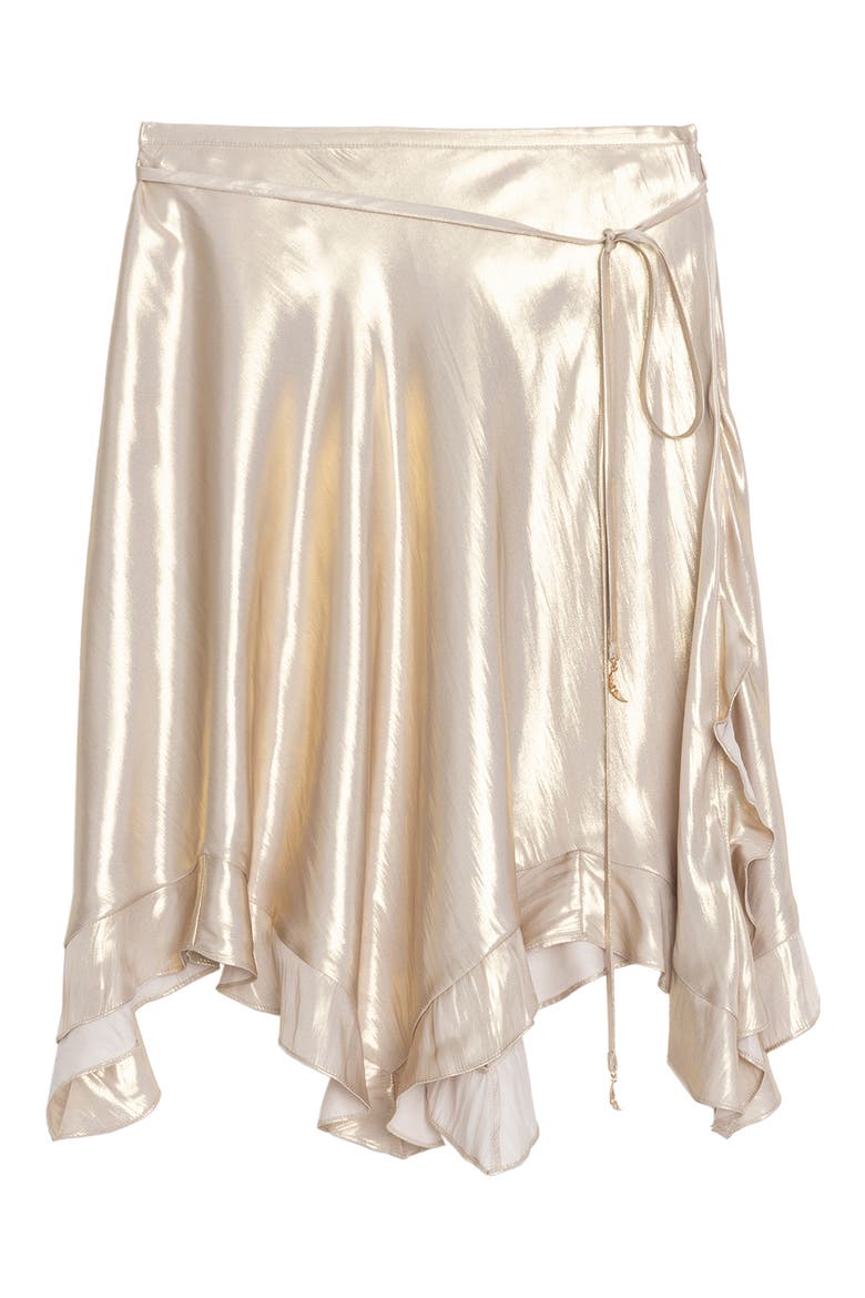 Jetos Asymmetric Metallic Satin Skirt, Alternate, color, GOLD