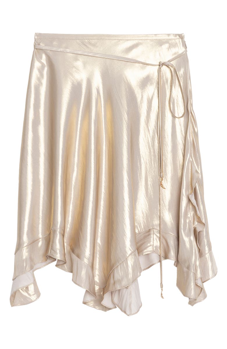 Zadig & Voltaire Jetos Asymmetric Metallic Satin Skirt, Alternate, color, Gold