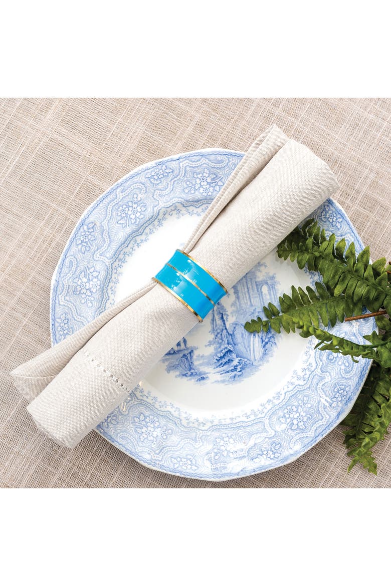 Enamel Azure Easter Celebration Blue & Gold Handcrafted Napkin Ring, Alternate, color, Blue