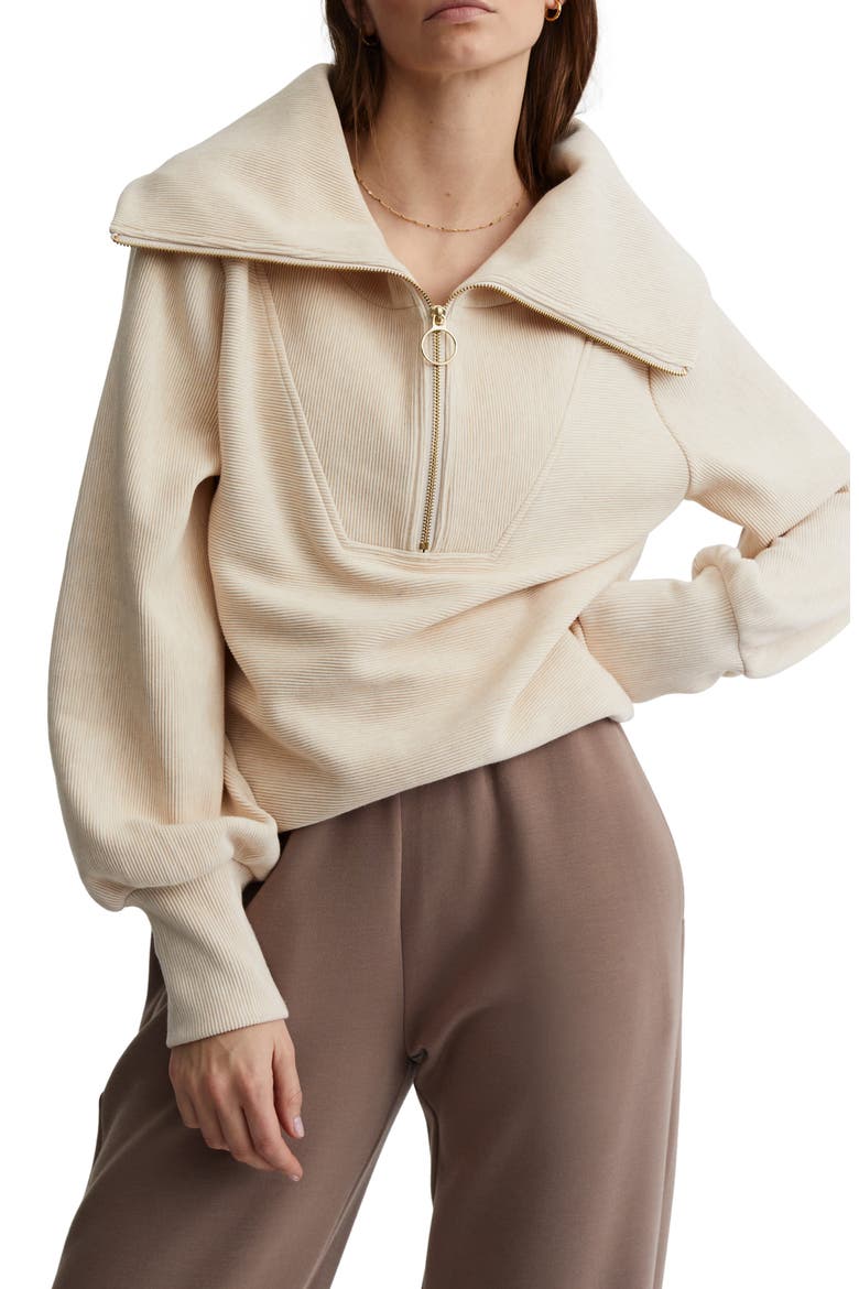 Vine Ottoman Half Zip Pullover, Main, color, OATMEAL MARL