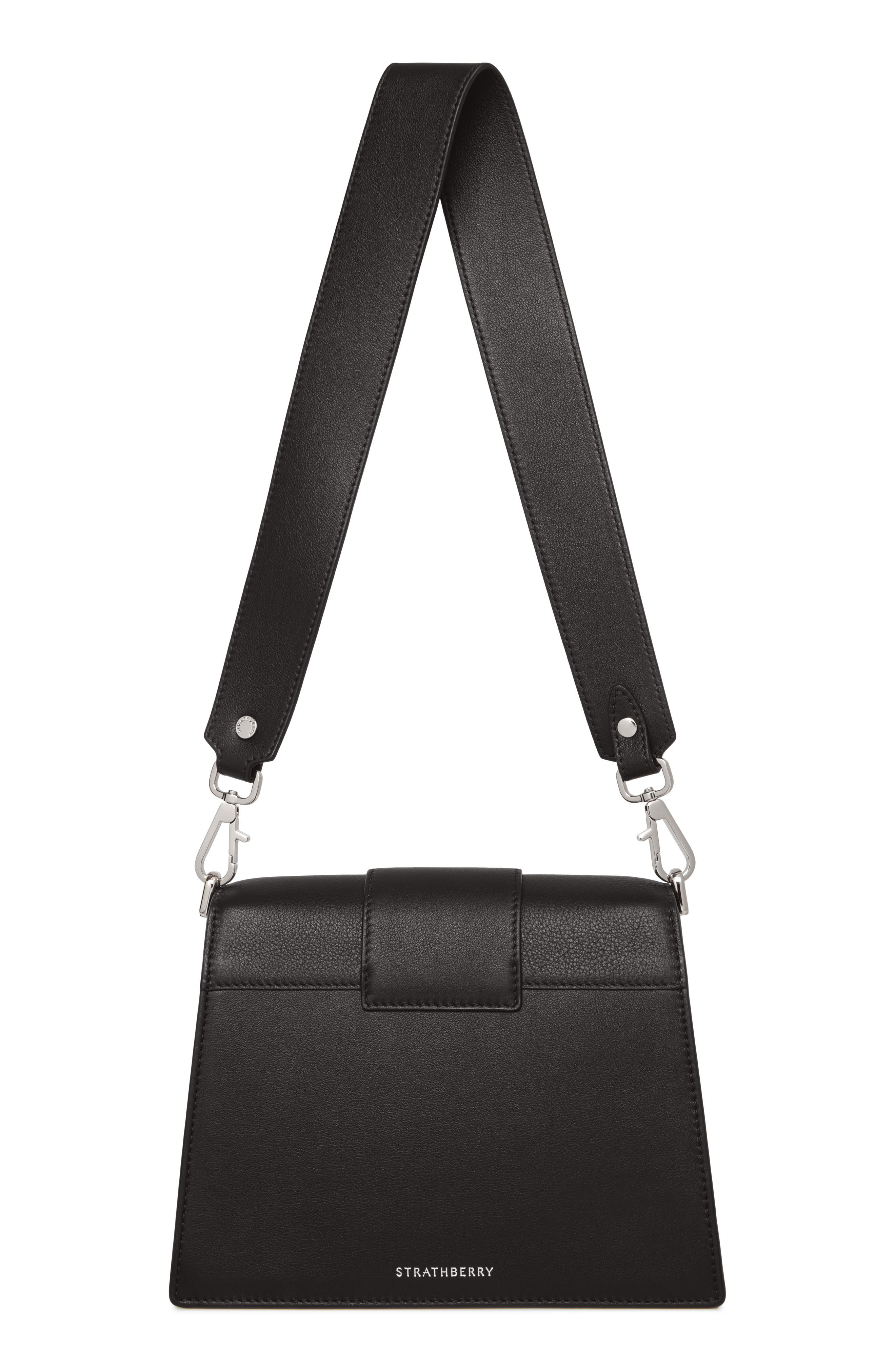 Strathberry Box Crescent Calfskin Leather Shoulder Bag, Alternate, color, 