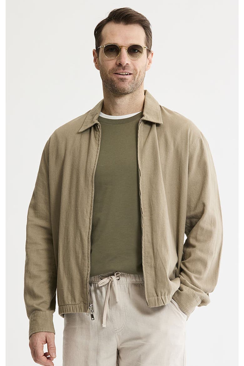 Linen Blend Zip Up Jacket, Main, color, Mocha