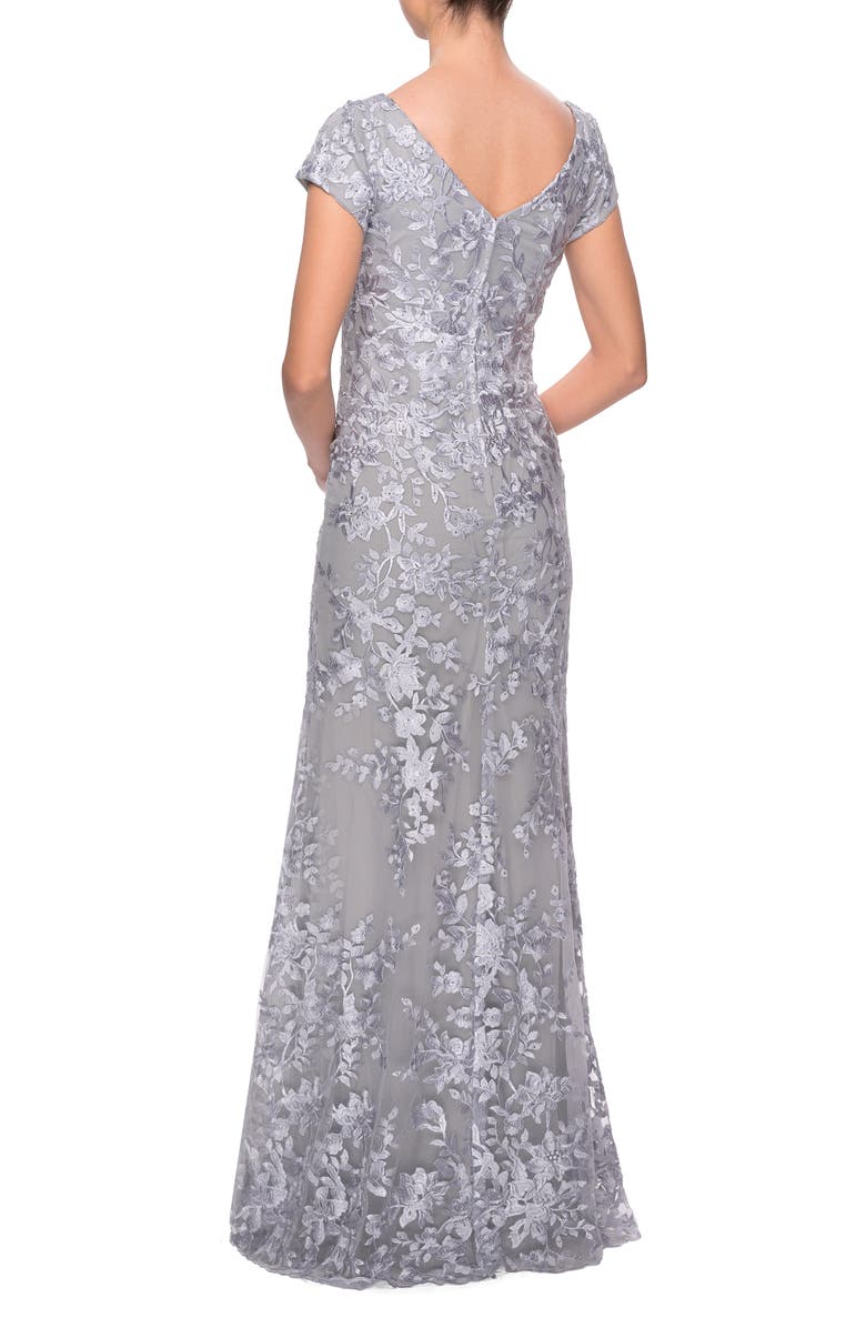 La Femme Lace A-Line Gown, Alternate, color, 