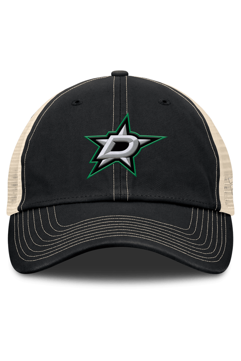 Men's Fanatics Black/Natural Dallas Stars Rival Trucker Adjustable Hat, Alternate, color, Black