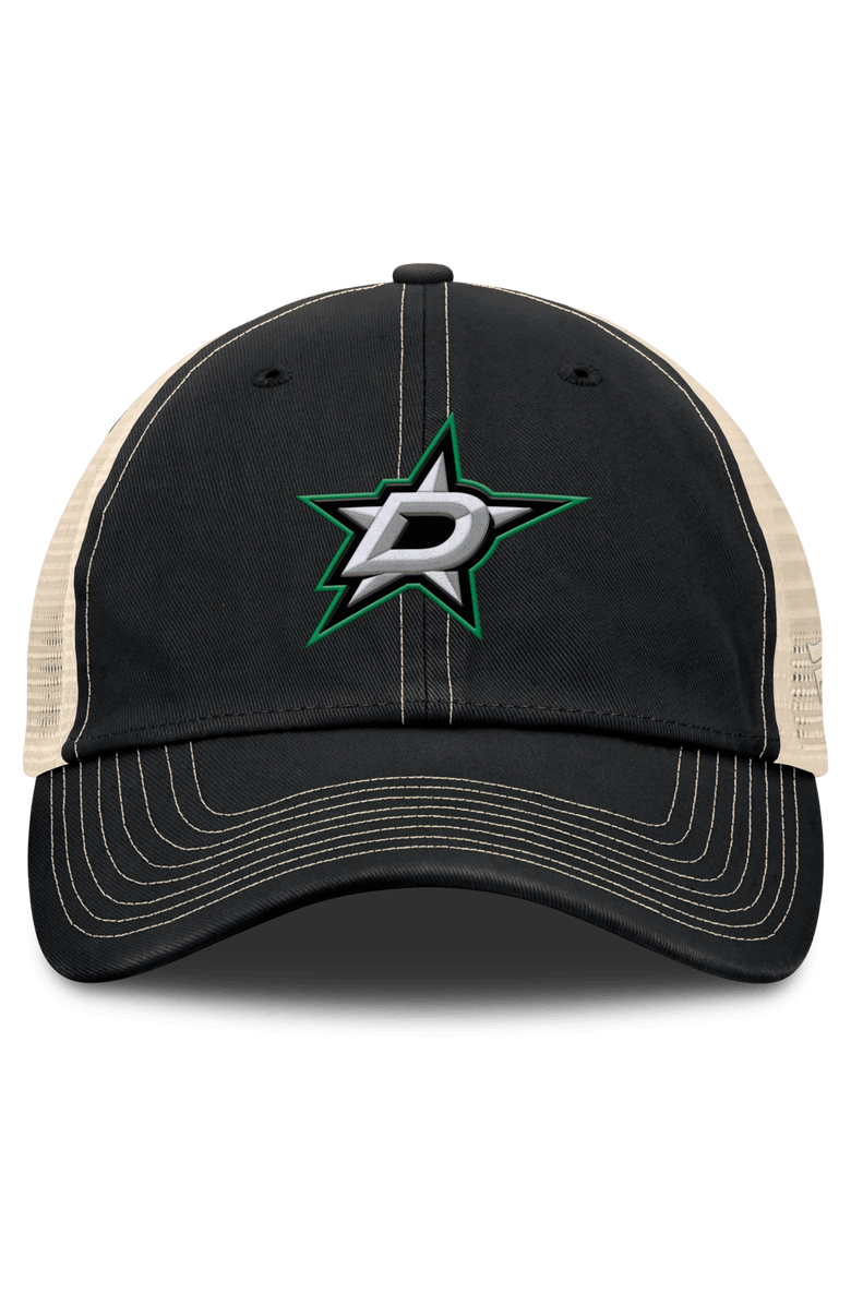 FANATICS Men's Fanatics Black/Natural Dallas Stars Rival Trucker Adjustable Hat, Alternate, color, Black