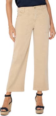 Liverpool Los Angeles Crop Wide Leg Twill Cargo Pants