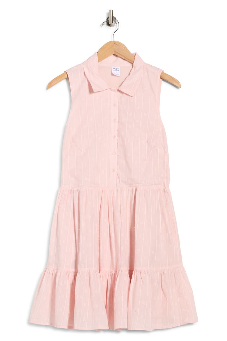 Tiered Sleeveless Shirt Dress, Alternate, color, PINK- IVORY
