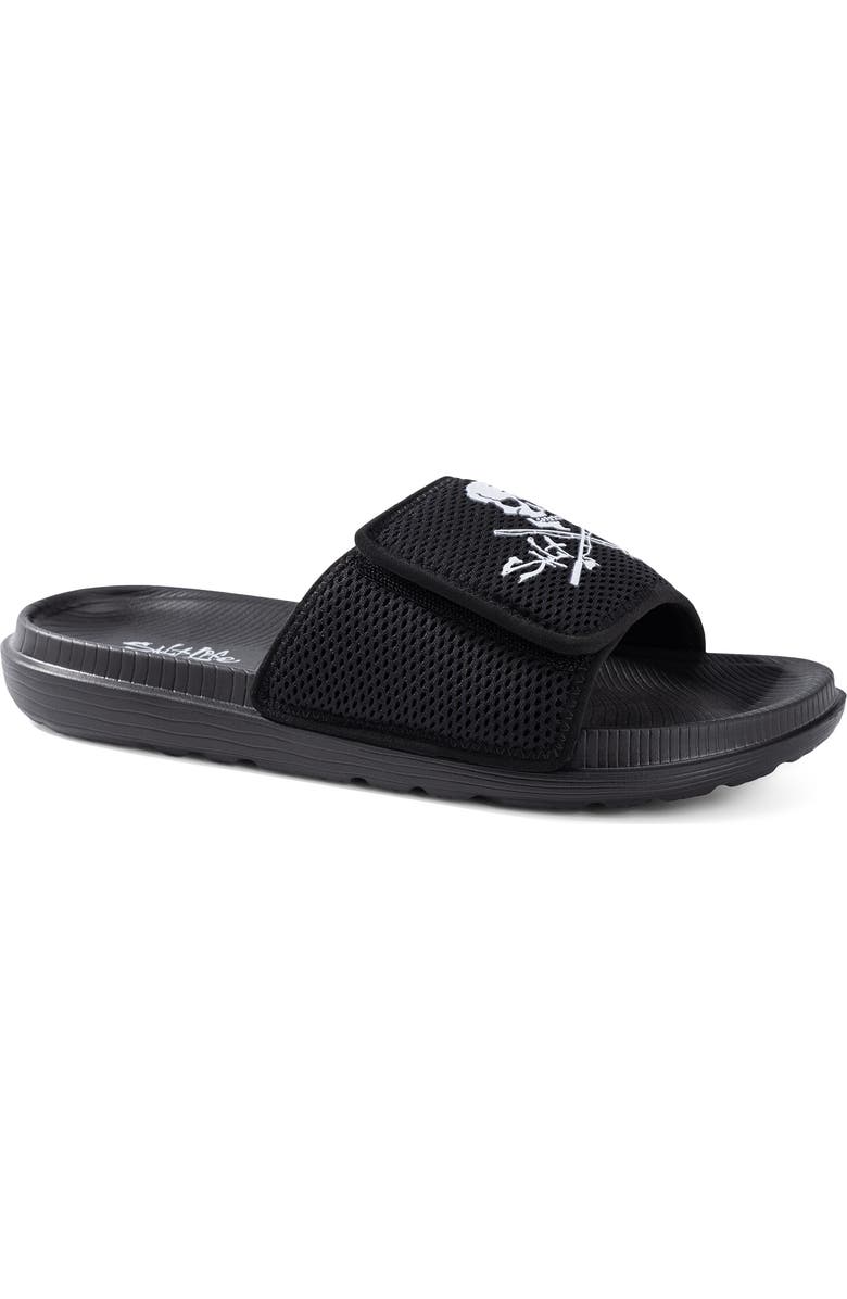 Salt Life The Reel Pool Slide Sandal, Main, color, Black/Black