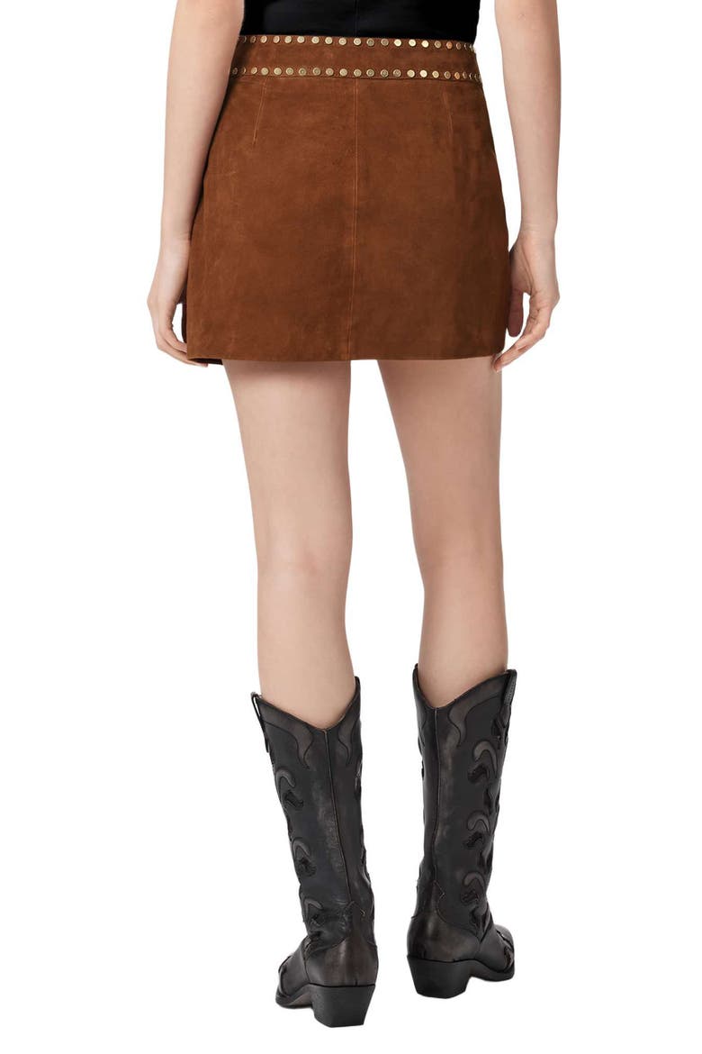 Alice Leather Miniskirt, Alternate, color, COGNAC BROWN