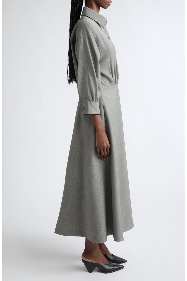 Eleanor Wool Stretch Twill Midi Shirtdress, Alternate, color, GREY MELANGE