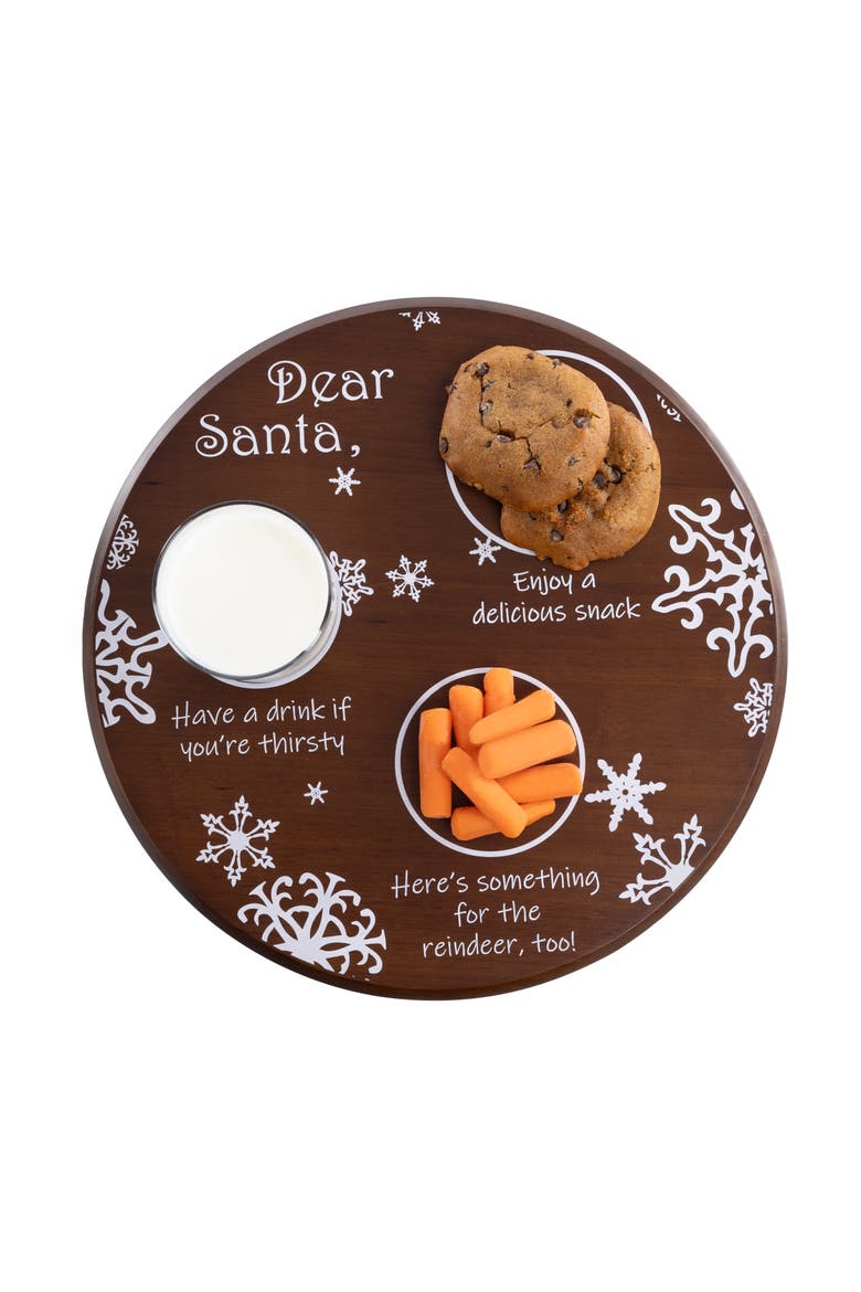 Dear Santa Milk & Cookies Serving Tray, Alternate, color, Stained Parawood