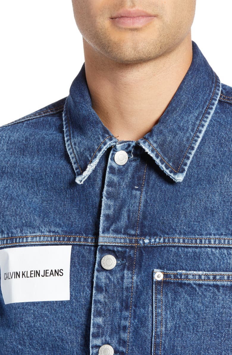 Calvin Klein Jeans Patch One-Pocket Denim Jacket, Alternate, color, 