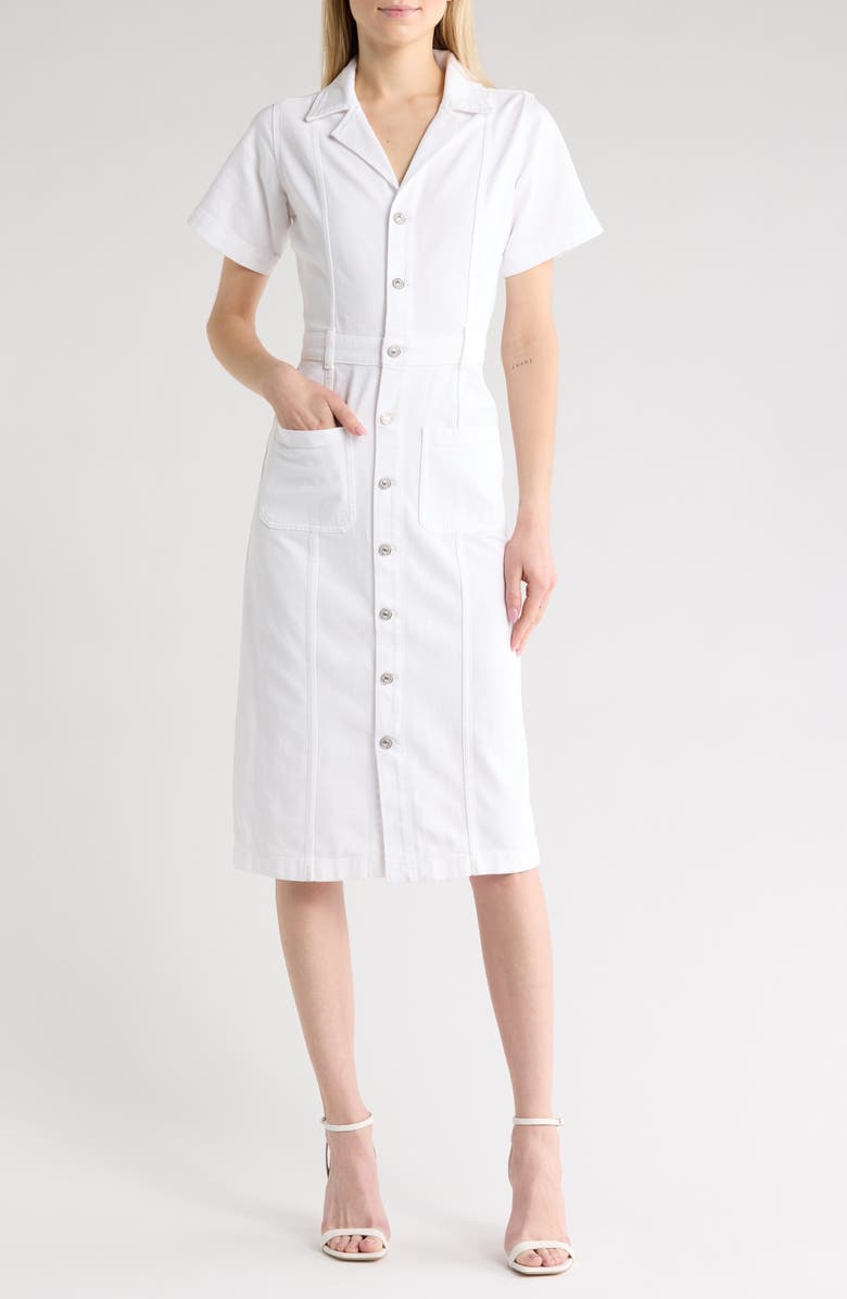 7 For All Mankind Short Sleeve Patch Pocket Denim Shirtdress, Main, color, 