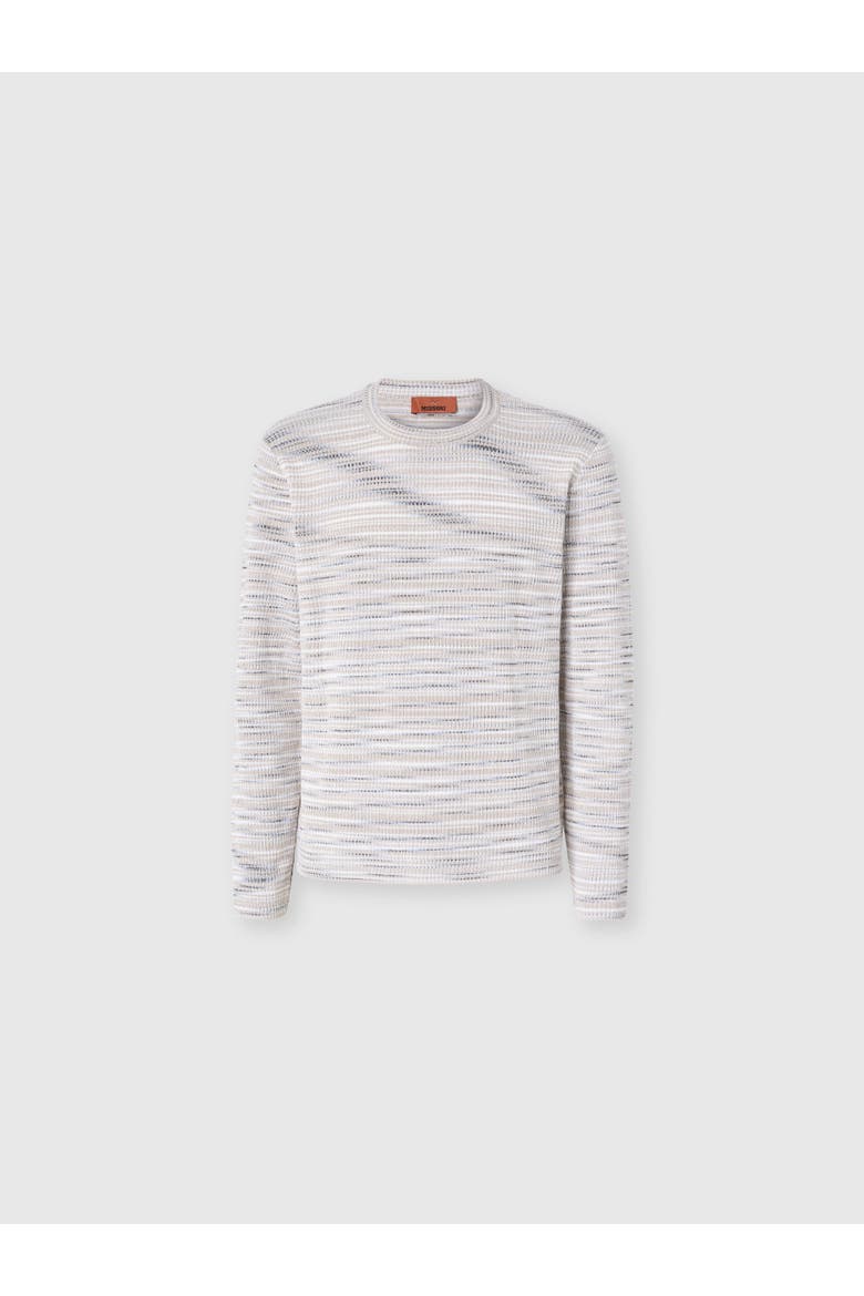 Ribbed Crew-neck Space-dye Cotton Pullover, Alternate, color, Multicoloured