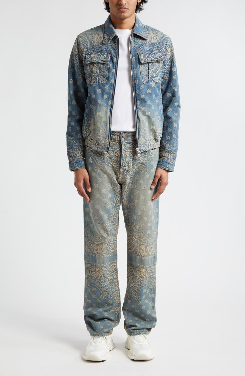 AMIRI Bandana Jacquard Straight Leg Jeans, Alternate, color, Crafted Indigo