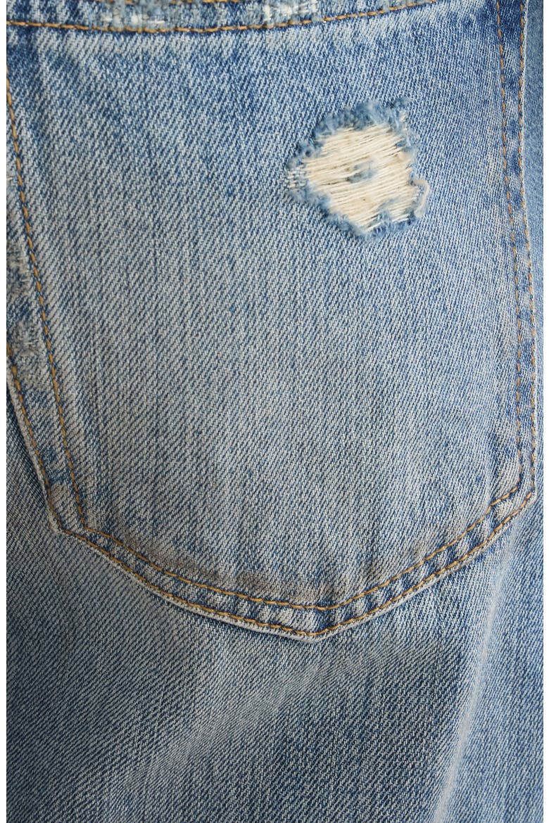 1996M Distressed Patched Straight Leg Jeans, Alternate, color, MID BLUE