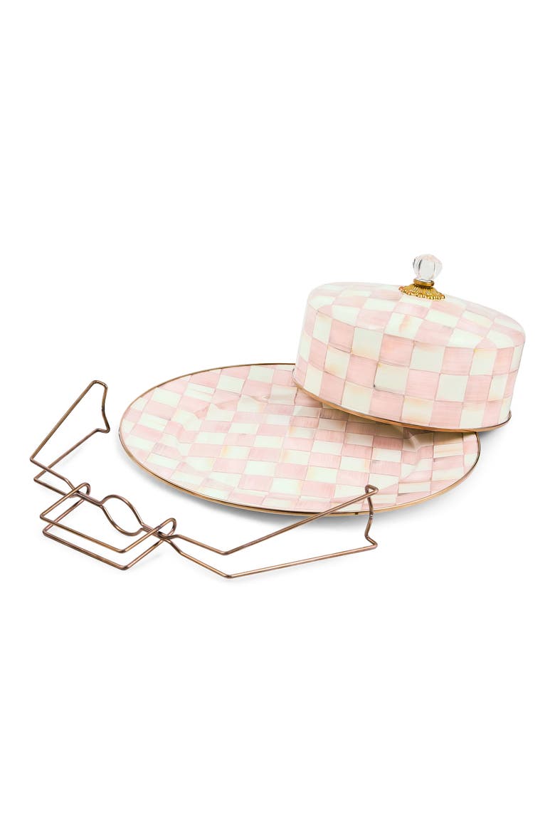 Rosy Check Enameled Steel Cake Carrier, Alternate, color, ROSY