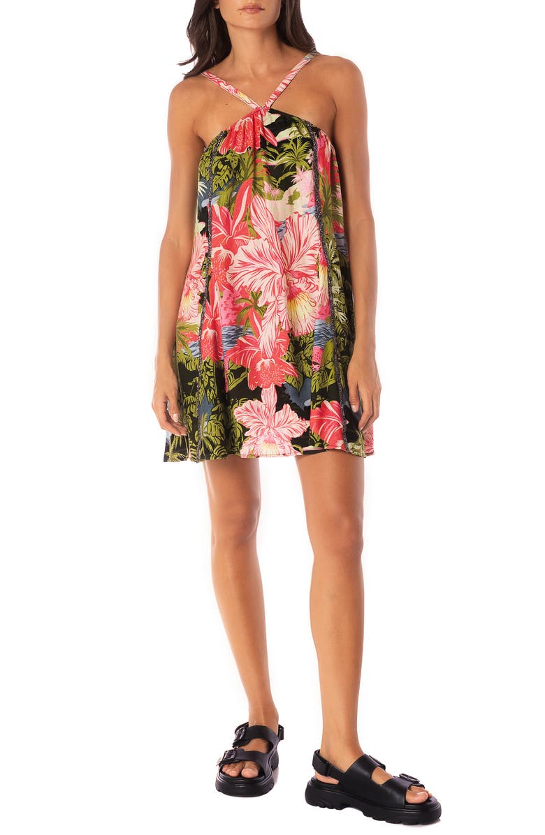 Maaji Lusine Trapeze Cover-Up Sundress, Main, color, Open Green