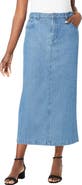 Jessica London Classic Cotton Denim Midi Skirt