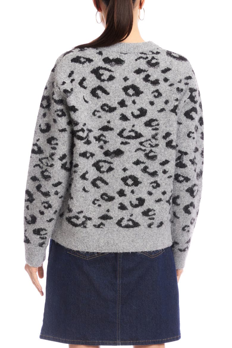 Metallic Leopard Crewneck Sweater, Alternate, color, GRAY WITH BLACK