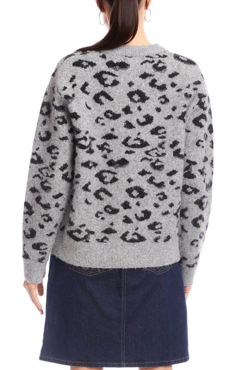 Karen Kane Metallic Leopard Crewneck Sweater, Alternate, color, Gray With Black