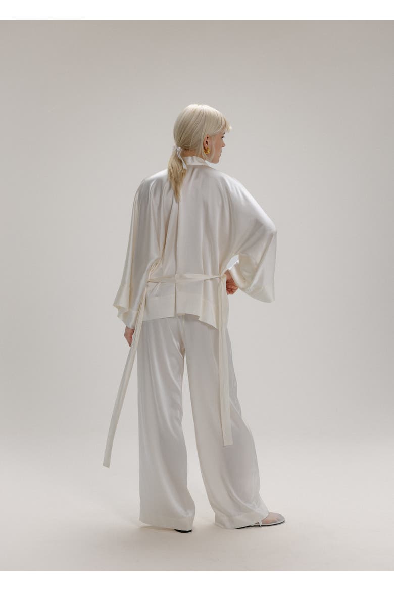 Silk Long Sleeve Jacket, Alternate, color, Milk White