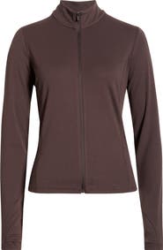 Zella Thrive Rib Knit Zip Front Sweatshirt