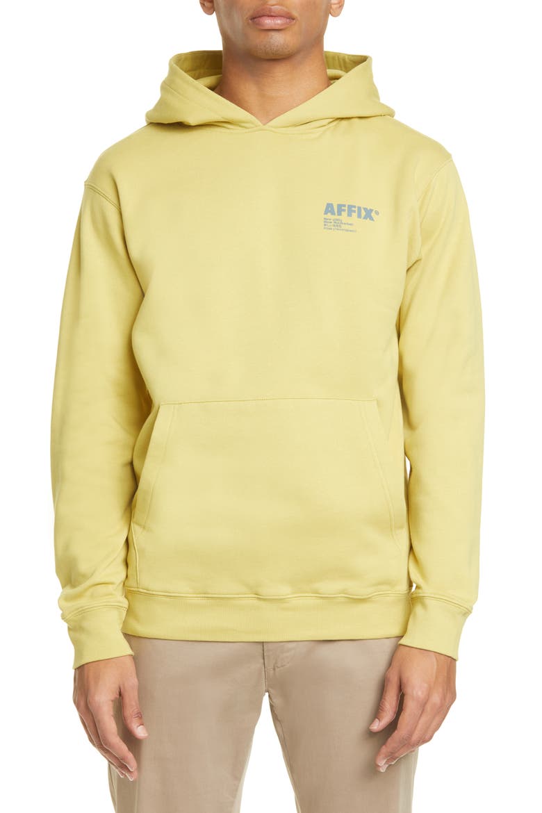 AFFIX Logo Print Cotton Hoodie, Main, color, SULPHUR