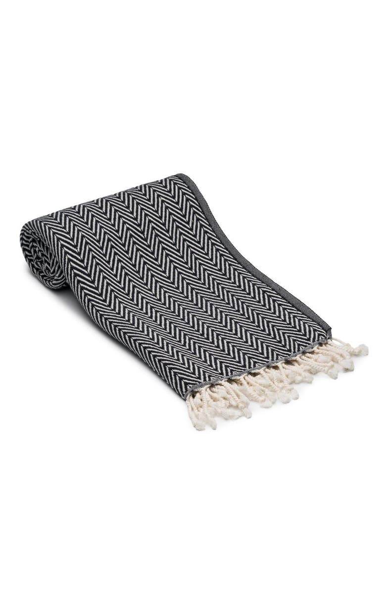 Oliviera Home Herringbone Turkish Cotton Bath Towel, Main, color, Black