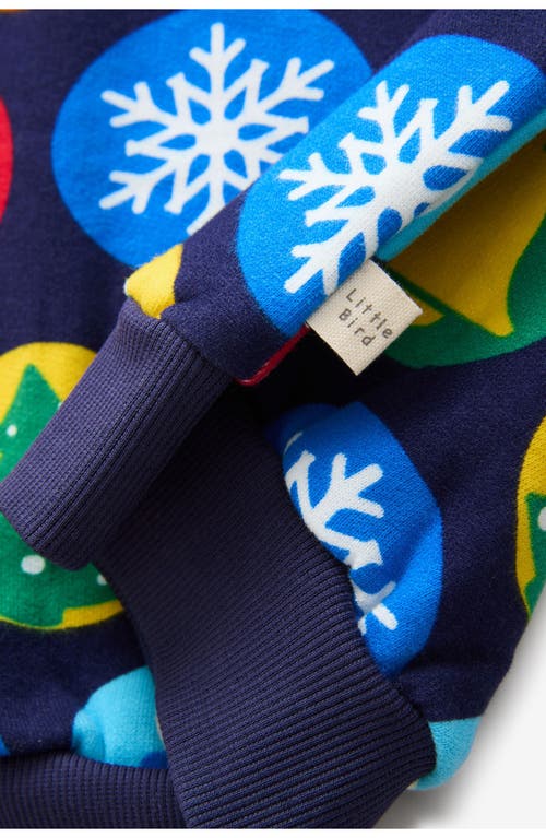 Shop Little Bird Kid's Christmas Print Cotton Sweatshirt In Blue