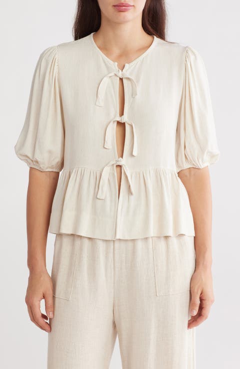 Tie Front Peplum Top