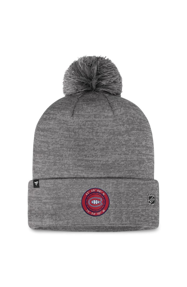 FANATICS Men's Fanatics Branded  Gray Montreal Canadiens Authentic Pro Home Ice Cuffed Knit Hat with Pom, Alternate, color, 
