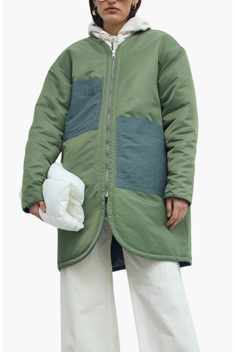 Reversible Down Coat, Main, color, Green / Blue
