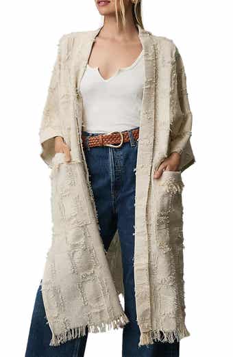 SAACHI Shimmering Textured Fringe Long Duster