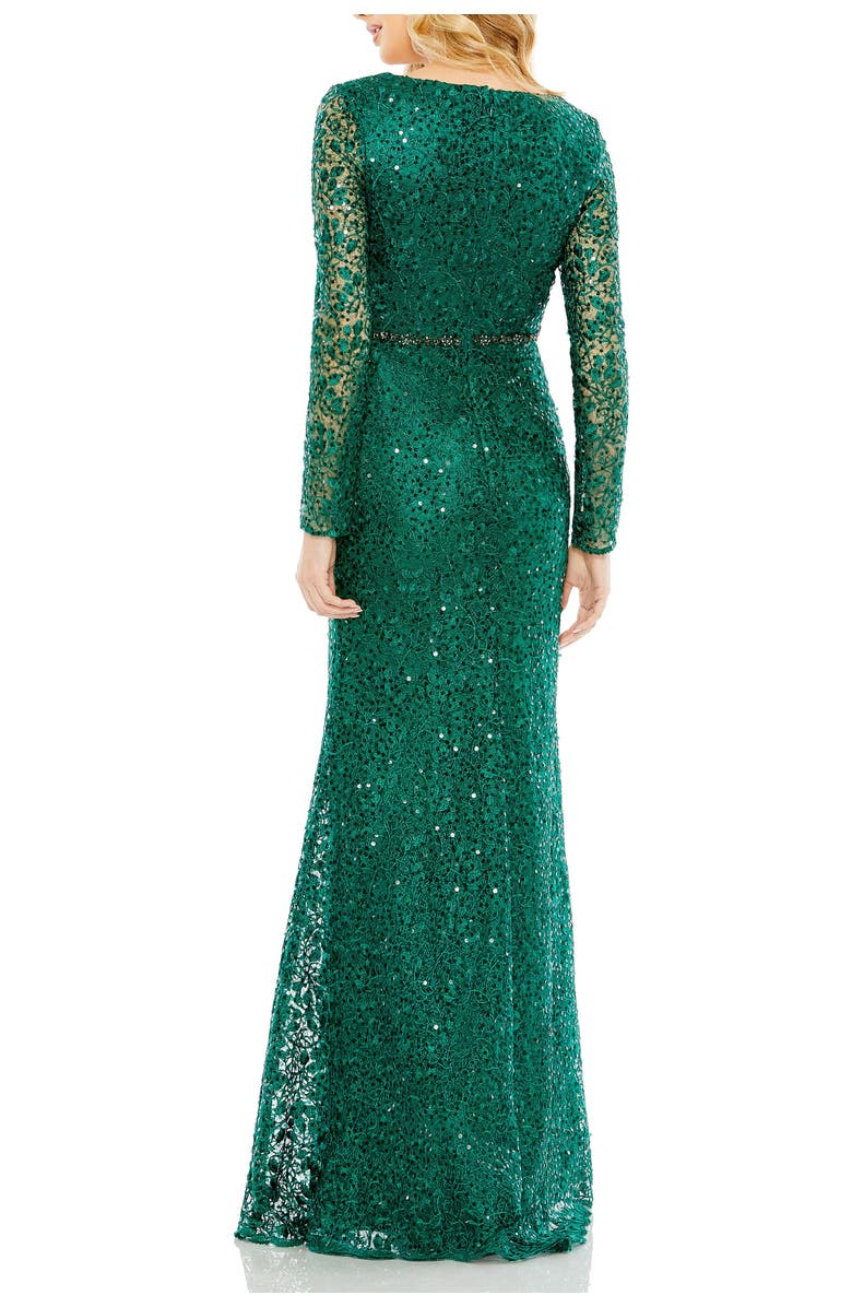 Mac Duggal Embellished Wrap Over Long Sleeve Gown, Alternate, color,