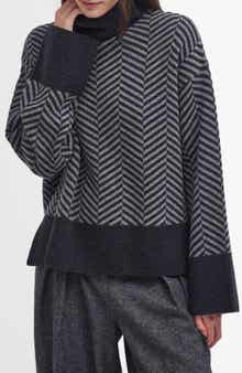 Barbour Aubrey Chevron Stitch Wool Blend Cowl Neck Sweater