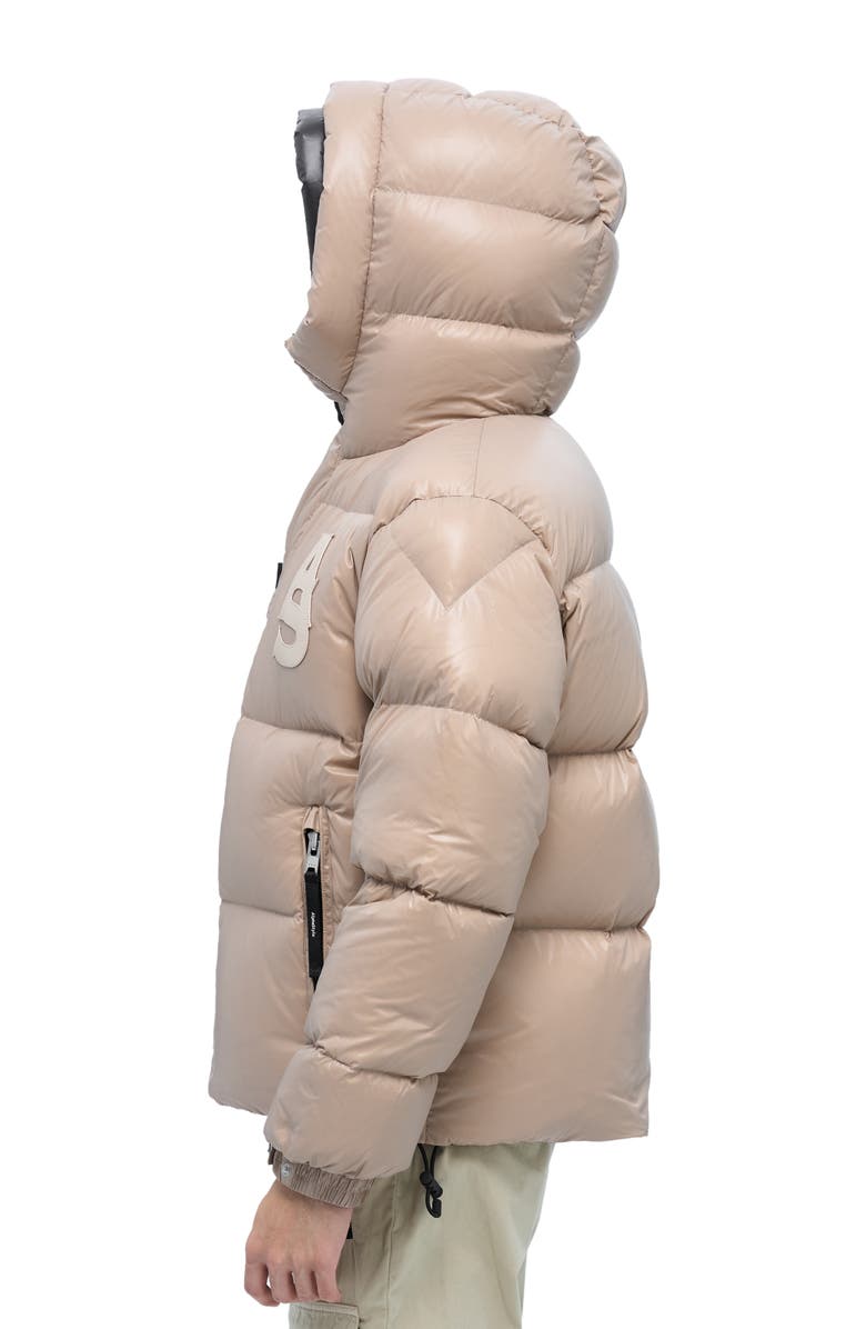 AlphaStyle Kudu Hooded Puffer Down Jacket, Alternate, color, Khaki