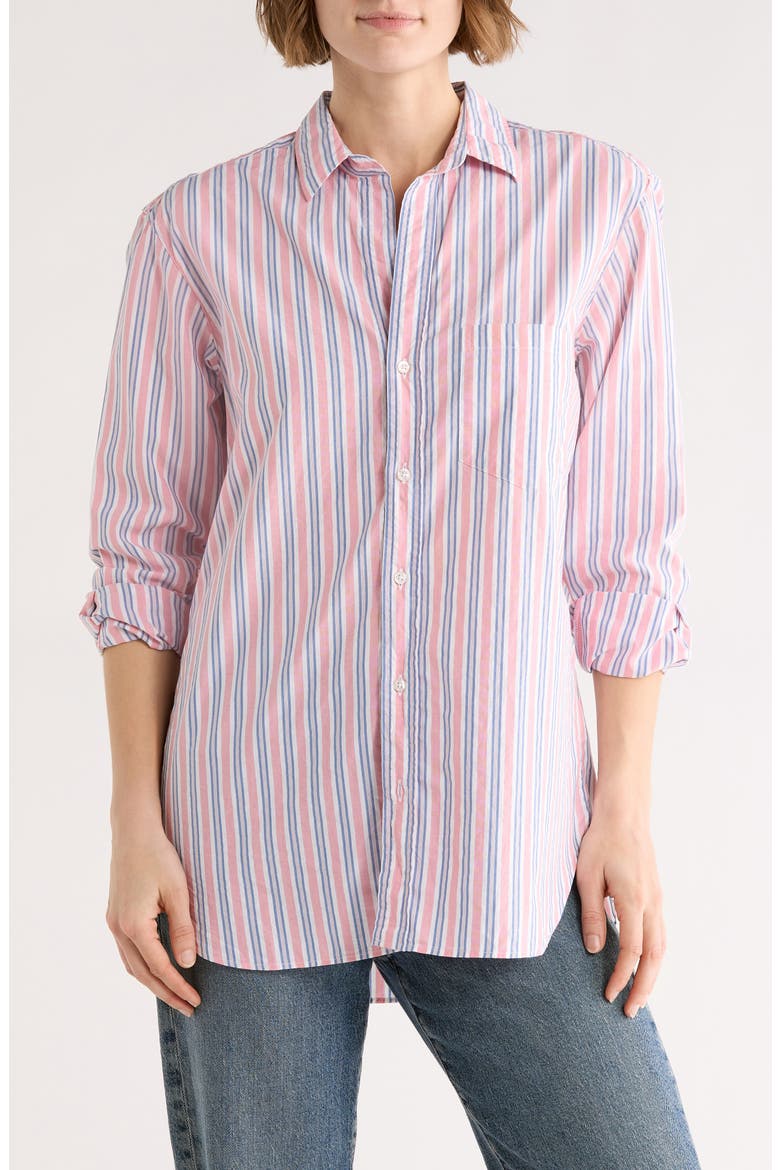 Relaxed Fit Button-Up Shirt, Main, color, BLUE CORAL WHITE STRIPE