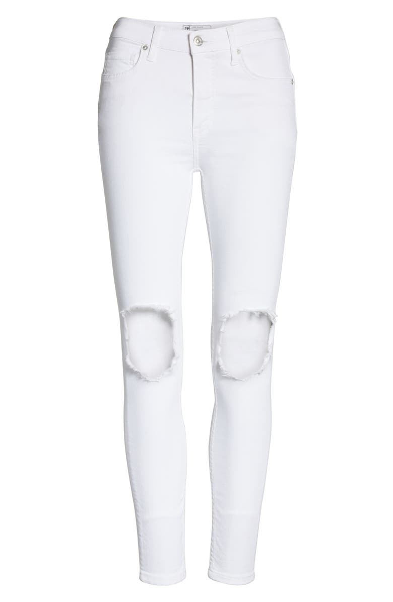 Free People We the Free by Free People High Waist Busted Knee Skinny Jeans, Alternate, color,