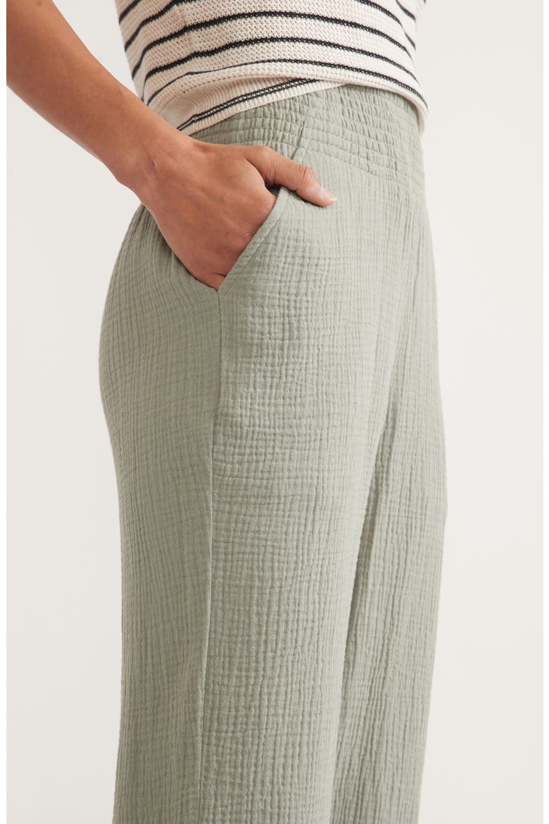 Corinne Wide Leg Double Cloth Cotton Pants, Alternate, color, SHADOW